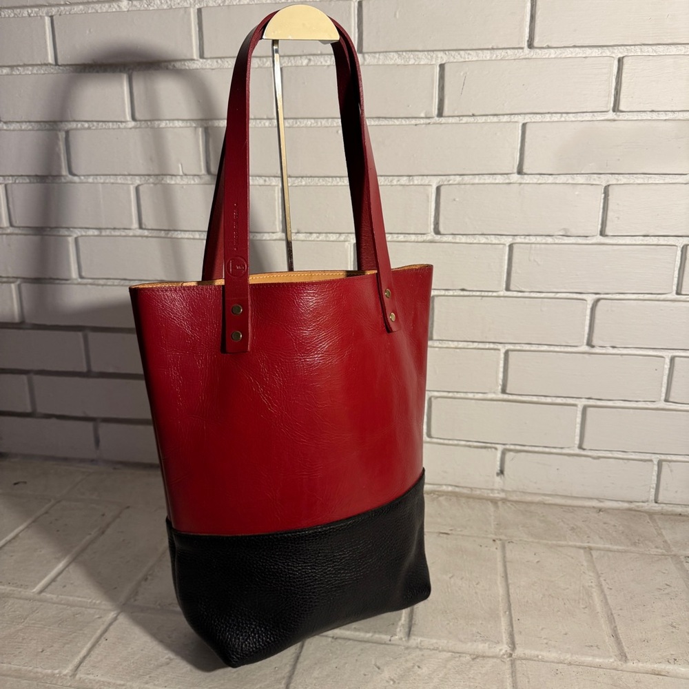 Rare Fleabags Two-Tone Leather Tote - Red/Black - Made in USA